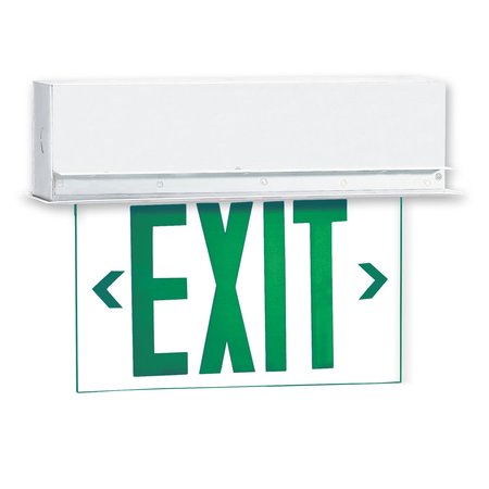 BEGHELLI LED Edge-lit Exit Sign, OL2HTLR1MCR-120277V OL2HTLR1MCR-120277V
